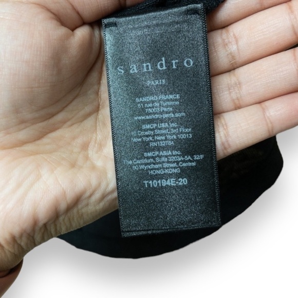 Sandro Paris | Black Keyhole Tie Front Blouse | Size 1 | Small - Picture 7 of 9